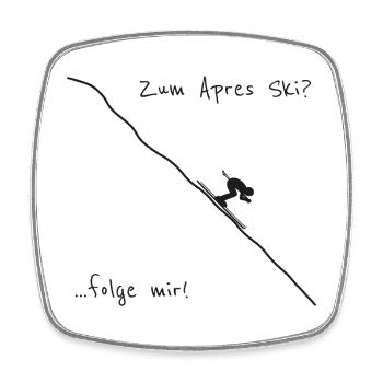 apres ski folge mir schihütte schifahren winter - Viereckiger Kühlschrankmagnet - Weiß - Vorne