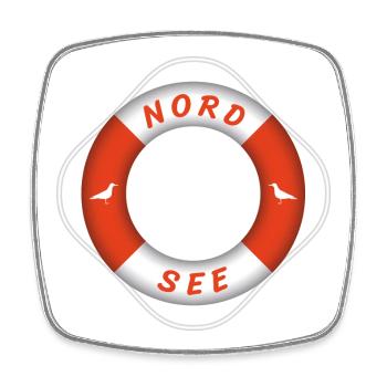 Nordsee Rettungsring Möwen Urlaub - Viereckiger Kühlschrankmagnet - Weiß - Vorne
