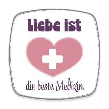 Liebe ist die beste Medizin - Viereckiger Kühlschrankmagnet - Weiß - Vorne