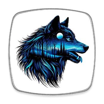 Loup - Magnet carré - blanc - Devant