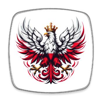 Polen Polska polnisch Flagge Fahne Geschenk - Viereckiger Kühlschrankmagnet - Weiß - Vorne