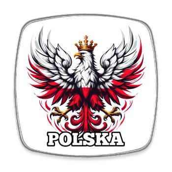 Polen Polska polnisch Flagge Fahne Geschenk - Viereckiger Kühlschrankmagnet - Weiß - Vorne