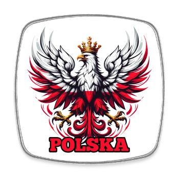 Polen Polska polnisch Flagge Fahne Geschenk - Viereckiger Kühlschrankmagnet - Weiß - Vorne