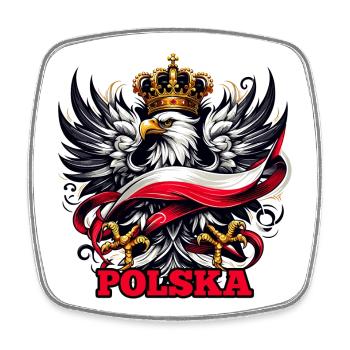 Polen Polska polnisch Flagge Fahne Geschenk - Viereckiger Kühlschrankmagnet - Weiß - Vorne