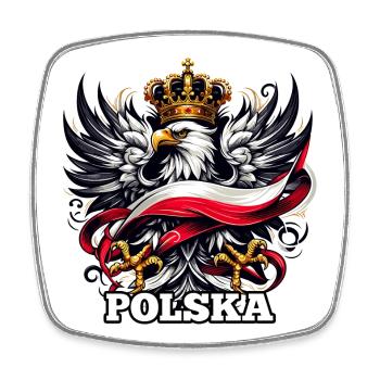Pologne Polska drapeau polonais drapeau cadeau - Magnet carré - blanc - Devant