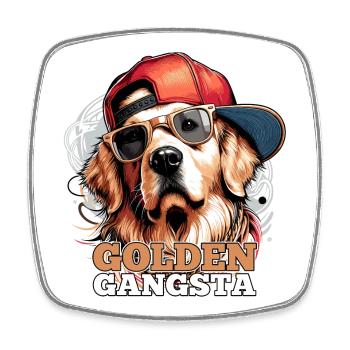 Golden Gangsta Cooler Golden Retriever Geschenk - Viereckiger Kühlschrankmagnet - Weiß - Vorne