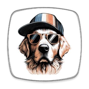 Cool Golden Retriever Chien Lunettes de soleil Cadeau - Magnet carré - blanc - Devant