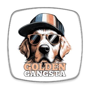 Golden Gangsta Cooler Golden Retriever Geschenk - Viereckiger Kühlschrankmagnet - Weiß - Vorne