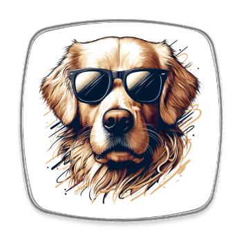 Cool Golden Retriever chien lunettes de soleil cadeau - Magnet carré - blanc - Devant