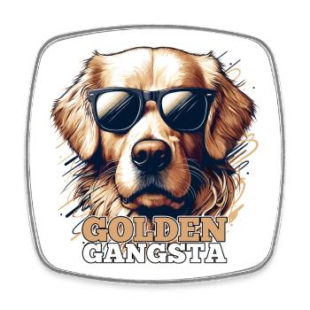 Golden Gangsta Cooler Golden Retriever Geschenk - Viereckiger Kühlschrankmagnet - Weiß - Vorne