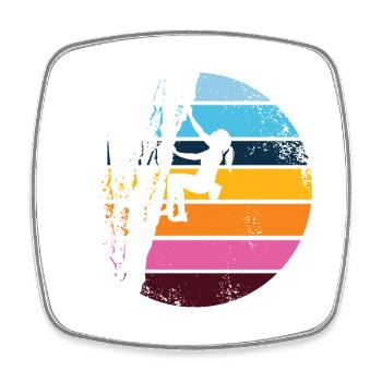 Mädchen klettert am Fels, outdoor silhouette retro - Viereckiger Kühlschrankmagnet - Weiß - Vorne