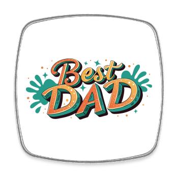 Best Dad Typografie - Viereckiger Kühlschrankmagnet - Weiß - Vorne