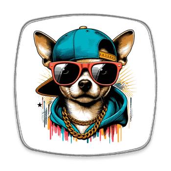 Cool Chihuahua Dog Sunglasses Gift - Square fridge magnet - white - Front