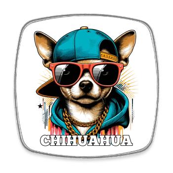 Cool Chihuahua Dog Sunglasses Gift - Square fridge magnet - white - Front