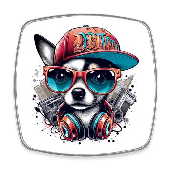 Cool Chihuahua Dog Sunglasses Gift - Square fridge magnet - white - Front