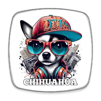 Cool Chihuahua Dog Sunglasses Gift - Square fridge magnet - white - Front