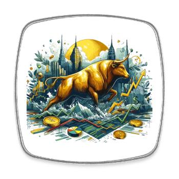 Finance Stocks Taurus Gold Wall Street Gift - Square fridge magnet - white - Front