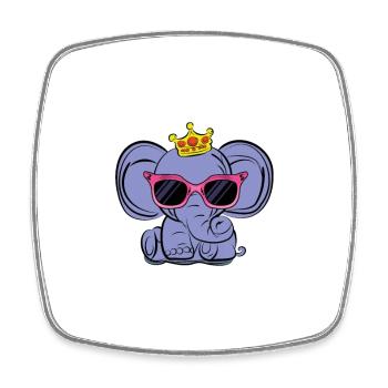 Lunettes de soleil sur un éléphant : le style safari le plus cool - Magnet carré - blanc - Devant