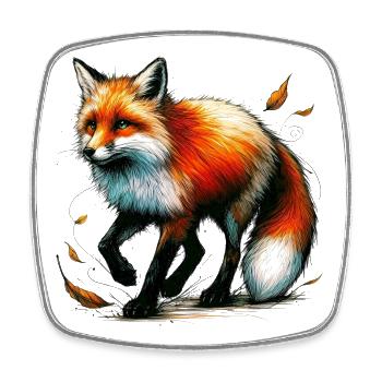 Fuchs - Viereckiger Kühlschrankmagnet - Weiß - Vorne
