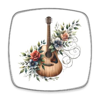 Blumen Gitarre Vintage Stil - Viereckiger Kühlschrankmagnet - Weiß - Vorne