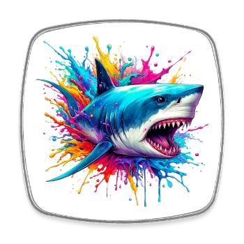 Requin - Magnet carré - blanc - Devant