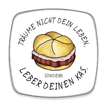 Leber deinen Kas! Leberkas Sprüche lustig Essen - Viereckiger Kühlschrankmagnet - Weiß - Vorne