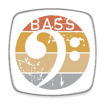 retro guitar bass clef musician bassist - Square fridge magnet - white - Front