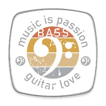 retro Bass Gitarre Bassist Musiker Musik Symbol - Viereckiger Kühlschrankmagnet - Weiß - Vorne