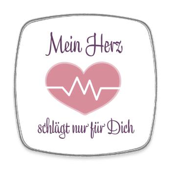 Mein Herz schlägt nur für Dich - Viereckiger Kühlschrankmagnet - Weiß - Vorne