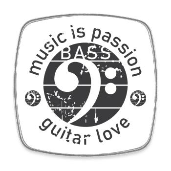 Gitarre Bass Bassschlüssel used look Gitarrist - Viereckiger Kühlschrankmagnet - Weiß - Vorne