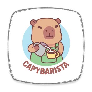 Niedliches Capybara Barista Und Kaffee Lustiges Wortspiel - Viereckiger Kühlschrankmagnet - Weiß - Vorne