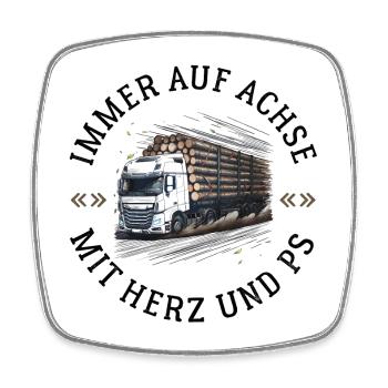 holztransport lkw fahrer spruch geschenk wald holz - Viereckiger Kühlschrankmagnet - Weiß - Vorne
