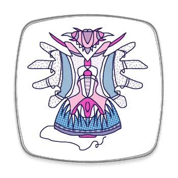 Tattoo "Strickliesel" - Viereckiger Kühlschrankmagnet - Weiß - Vorne