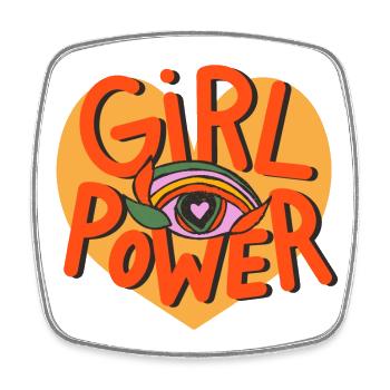 Girl Power Retro Evil Eye - Square fridge magnet - white - Front