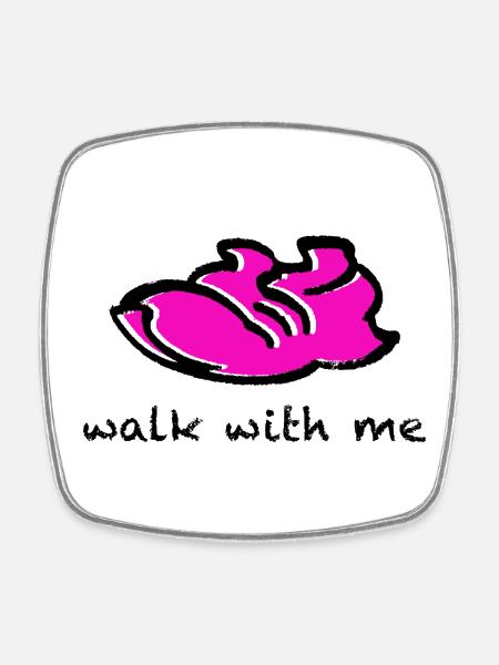 Running shoe Walk with me - Square fridge magnet - white