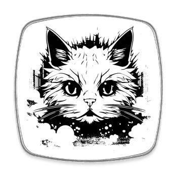 Katze Anime - Viereckiger Kühlschrankmagnet - Weiß - Vorne