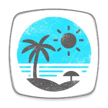 Vintage Beach Blue Grey - Square fridge magnet - white - Front