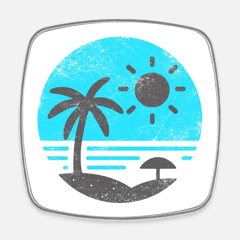 Vintage Plage Bleu Gris - Magnet carré - blanc