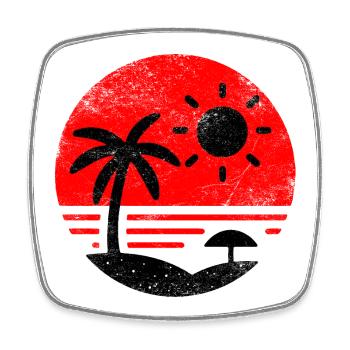 Vintage Beach Red Black - Square fridge magnet - white - Front