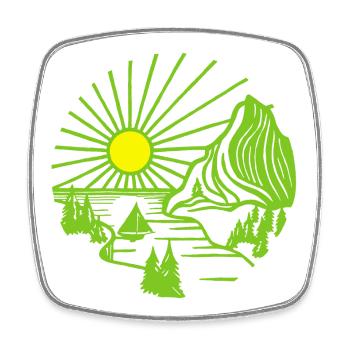 Paysage de vacances (vert) - Magnet carré - blanc - Devant