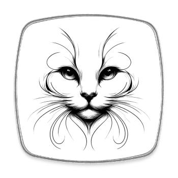 Visage de chat - Magnet carré - blanc - Devant