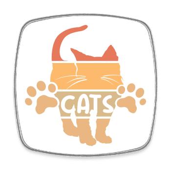 retro Katze Grafik Katzen vintage Symbol Pfoten - Viereckiger Kühlschrankmagnet - Weiß - Vorne