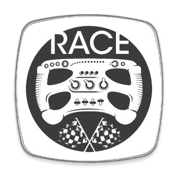 Race Lenkrad Formula Auto Rennsport Cup Racing - Viereckiger Kühlschrankmagnet - Weiß - Vorne
