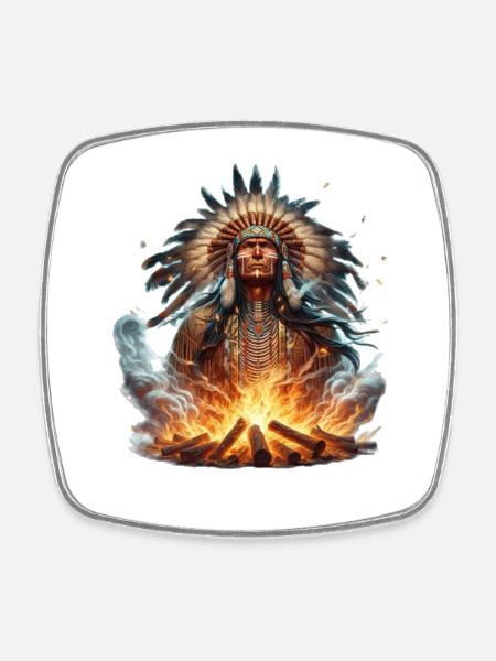 Native American - Square fridge magnet - white