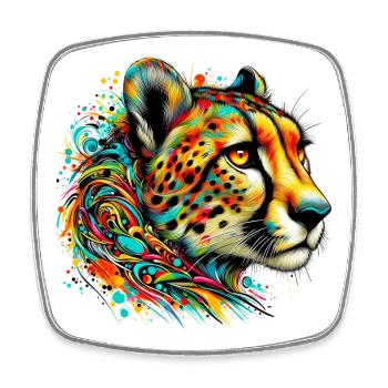 Guépard - Magnet carré - blanc - Devant