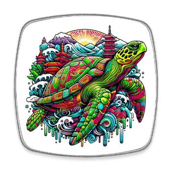 Japanische Schildkröte Japan Manga Comic - Viereckiger Kühlschrankmagnet - Weiß - Vorne