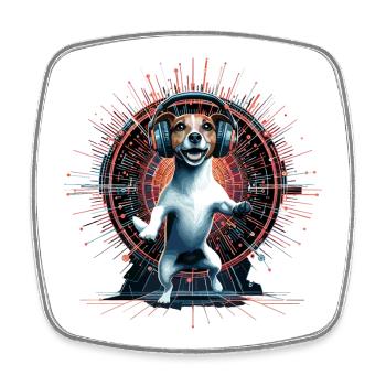 Jack Russell Terrier tanzt Musik Geschenk - Viereckiger Kühlschrankmagnet - Weiß - Vorne