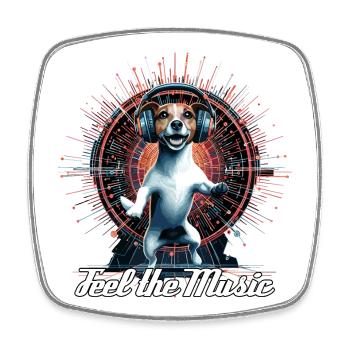 Jack Russell Terrier tanzt fühle die Musik Geschen - Viereckiger Kühlschrankmagnet - Weiß - Vorne