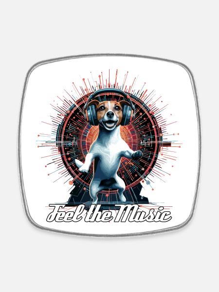 Jack Russell Terrier danse sentir la musique se passe - Magnet carré - blanc