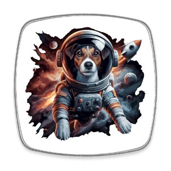 Astronaut Jack Russell Terrier Rocket Gift - Square fridge magnet - white - Front